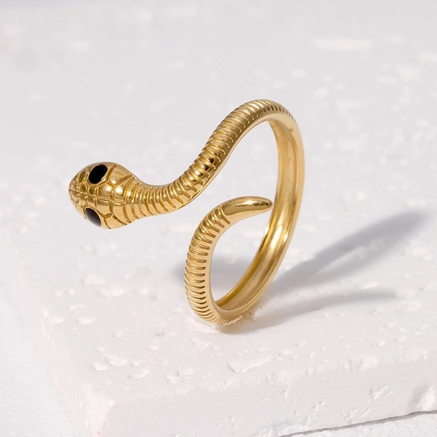 Jewelry Modern Style Simple Style Cool Style Snake 304 Stainless Steel 18K Gold Plated Enamel Stainless Steel Rings