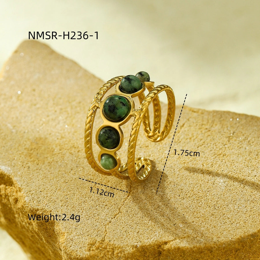 Jewelry Casual Simple Style Geometric 304 Stainless Steel Natural Stone Plating Open Rings