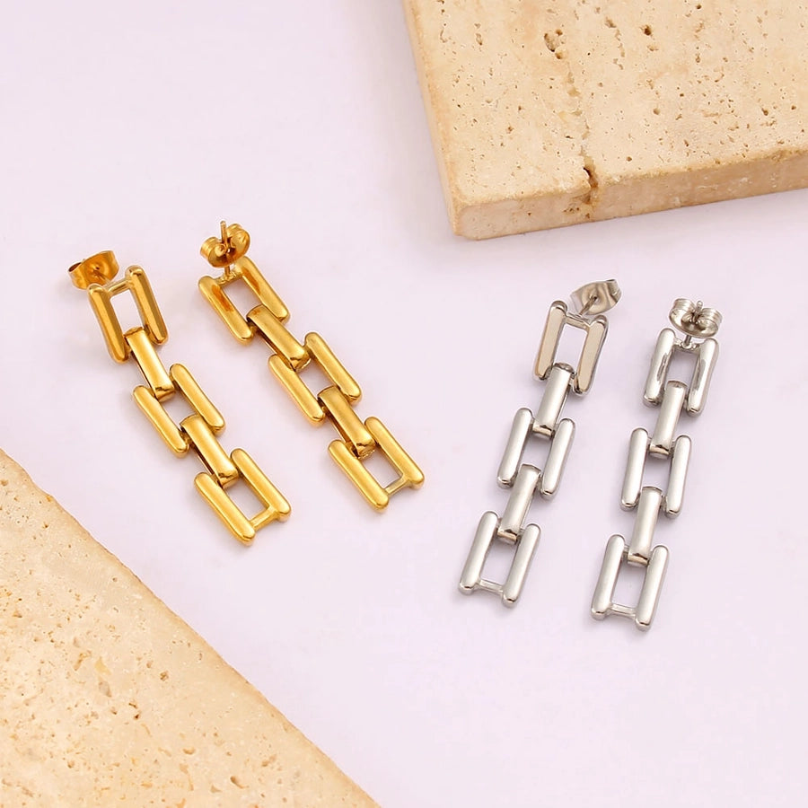1 Pair Simple Style Commute Square 304 Stainless Steel 316 Stainless Steel  18K Gold Plated Drop Earrings