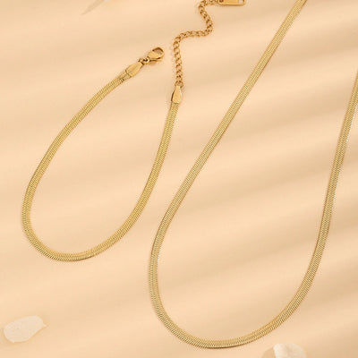 Jewelry Elegant Glam Luxurious Solid Color 304 Stainless Steel 18K Gold Plated Bracelets Necklace