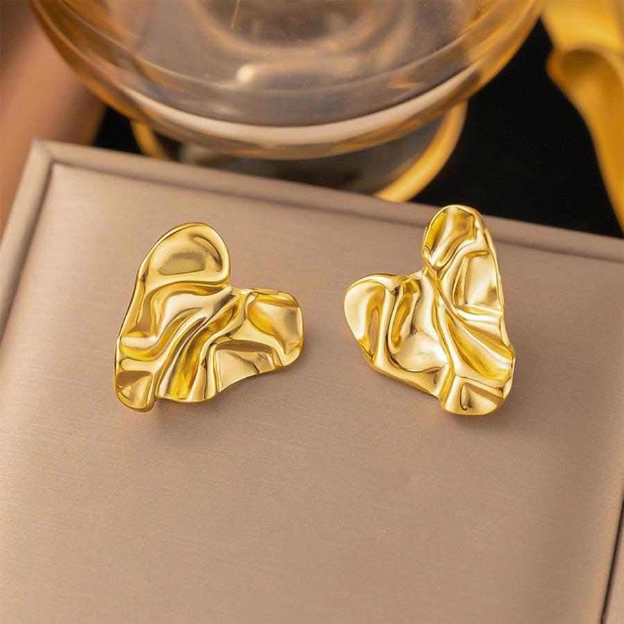 1 Pair Elegant Heart Shape Plating 304 Stainless Steel 18K Gold Plated Ear Studs