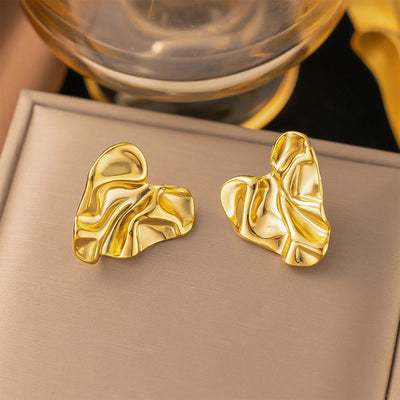 1 Pair Elegant Heart Shape Plating 304 Stainless Steel 18K Gold Plated Ear Studs