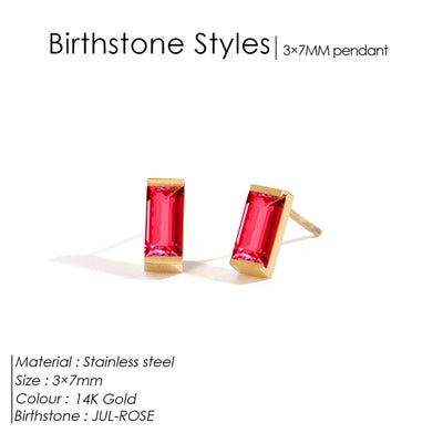 1 Pair Casual Vintage Style Classic Style Square Rectangle 304 Stainless Steel Birthstone Zircon Ear Studs