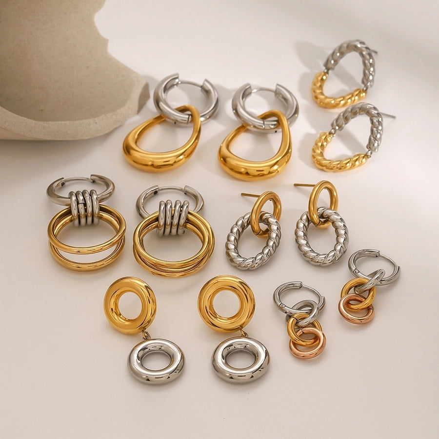 1 Pair Vintage Style Classic Style Geometric Mixed Metal Plating 304 Stainless Steel Drop Earrings
