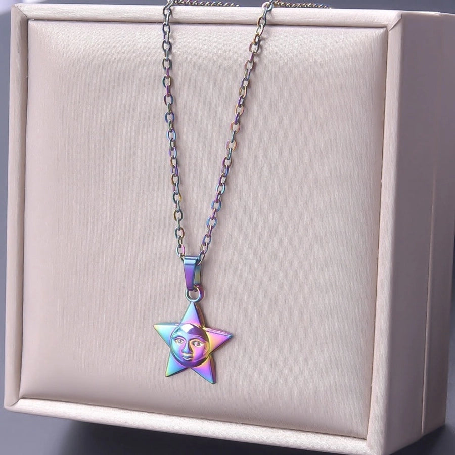 Jewelry Simple Style Pentagram 304 Stainless Steel Plating Pendant Necklace