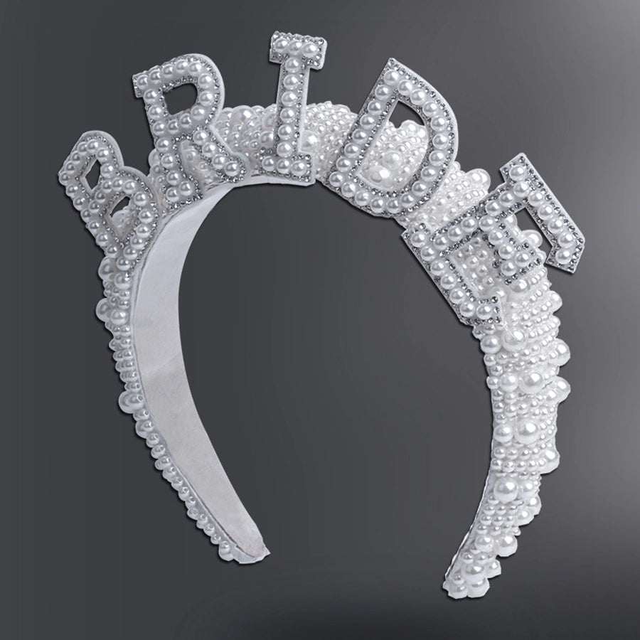 princess letter flannel inlay artificial pearls hair band