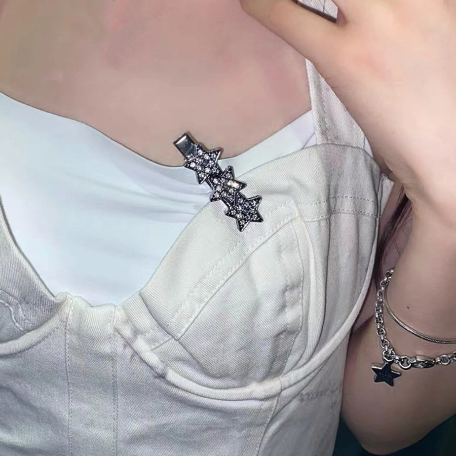 y2k star alloy inlay rhinestones hair clip