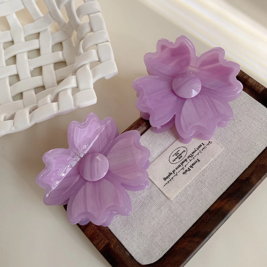 Women's Elegant Streetwear Flower Acetic acid sheets Hair Claws