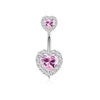 1 Piece 1 Set Belly Rings Simple Style Heart Shape 316 Stainless Steel  Inlay Zircon Belly Rings