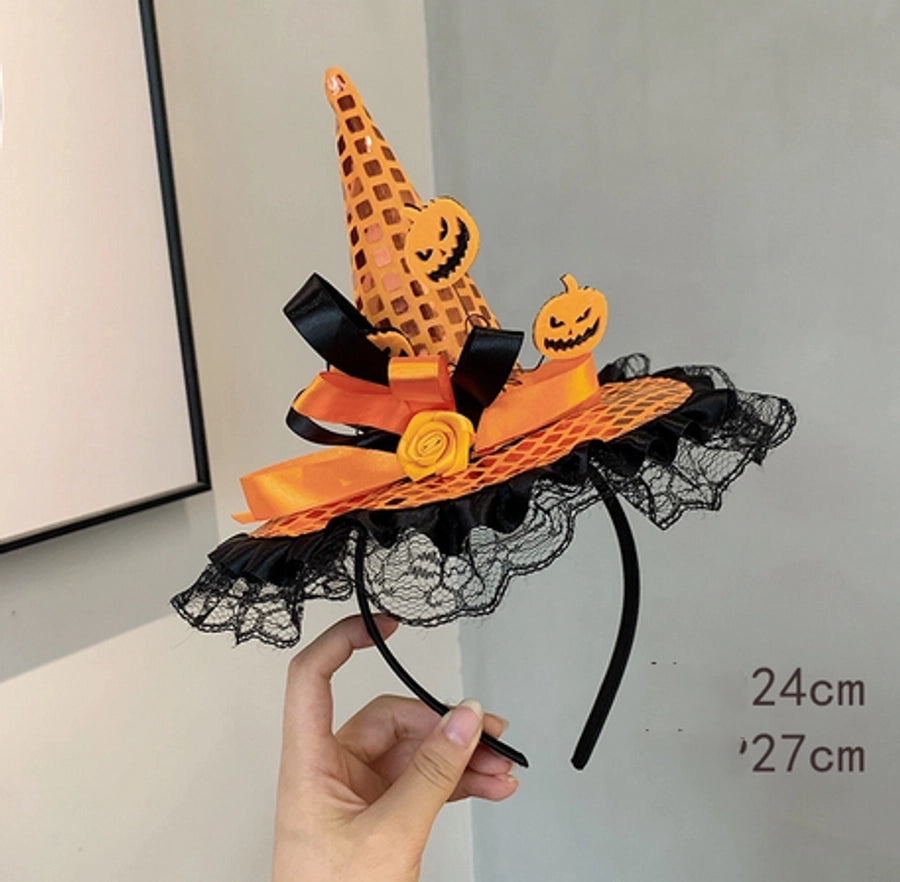 Women's Hip-Hop Funny Halloween Pattern Mixing Lace Hair Band