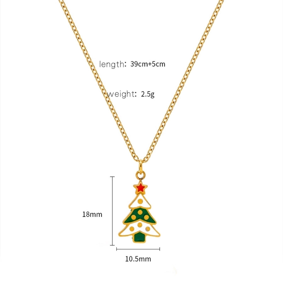 Jewelry Cute Christmas Hat Christmas Tree Christmas Socks Titanium Steel 18K Gold Plated Plating Pendant Necklace