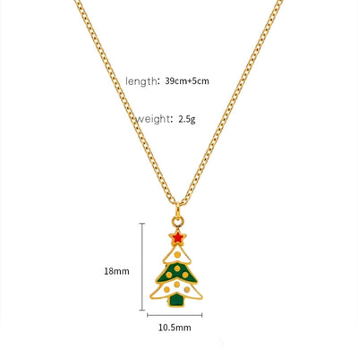 Jewelry Cute Christmas Hat Christmas Tree Christmas Socks Titanium Steel 18K Gold Plated Plating Pendant Necklace