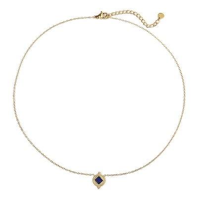 Jewelry Retro French Style Geometric Titanium Steel Natural Stone 14K Gold Plated Plating Pendant Necklace