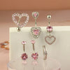 1 Piece 1 Set Belly Rings Hip-Hop Shiny Heart Shape 316L Stainless Steel  Copper Hollow Out Inlay Zircon Belly Rings