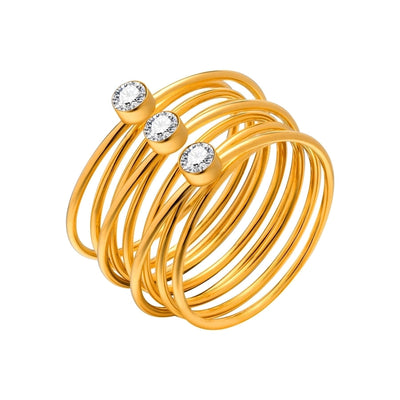Jewelry IG Style Modern Style Classic Style Solid Color Lines 304 Stainless Steel Zircon 18K Gold Plated Layered Inlay Rings