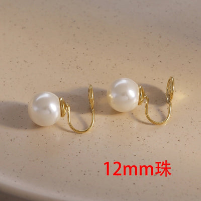 Korean Blogger feve_r  Light Luxury Pearl Painless Ear Holes Women's Mosquito Coil Ear Clip Classic  Earrings