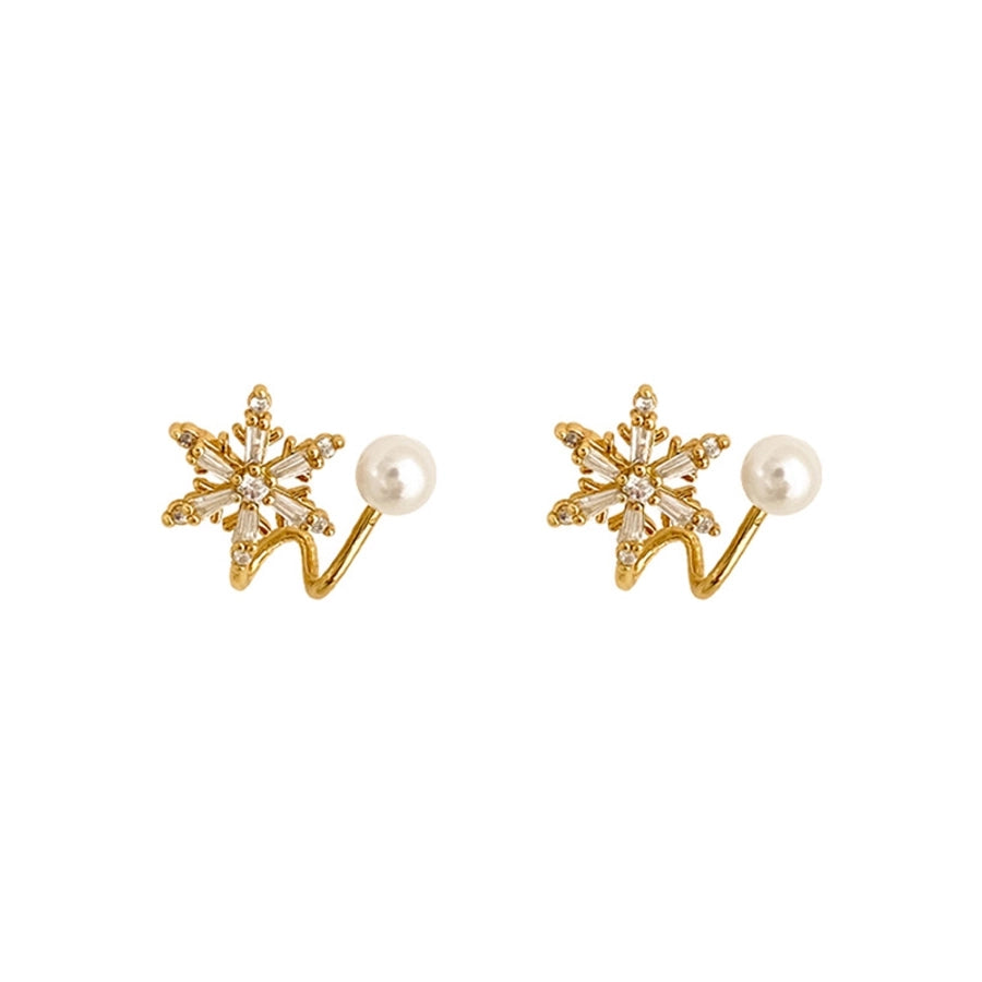1 Pair Basic Geometric Plating Copper Imitation Pearl Zircon Earrings