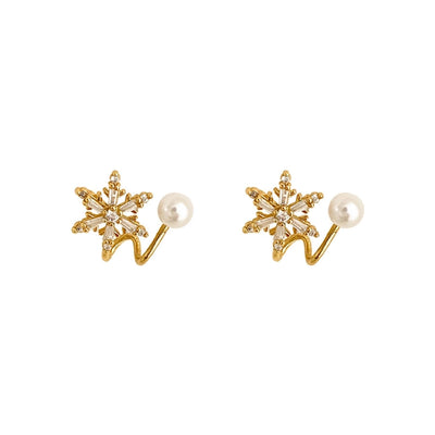 1 Pair Basic Geometric Plating Copper Imitation Pearl Zircon Earrings