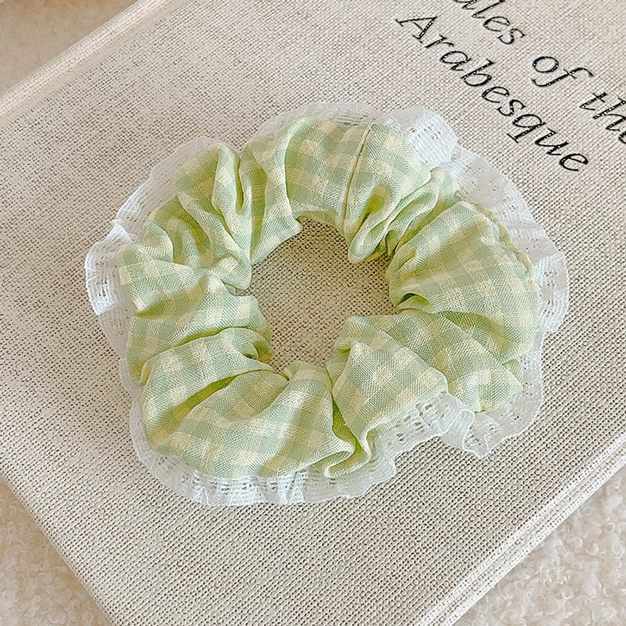 Women's IG Style Sweet Lattice Cloth Rib-Knit Lace Hair Tie