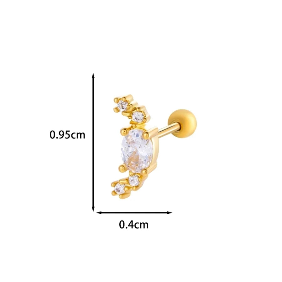 1 Piece IG Style Simple Style Korean Style Heart Shape Butterfly Bow Knot Inlay 316 Stainless Steel  Copper Zircon Ear Studs
