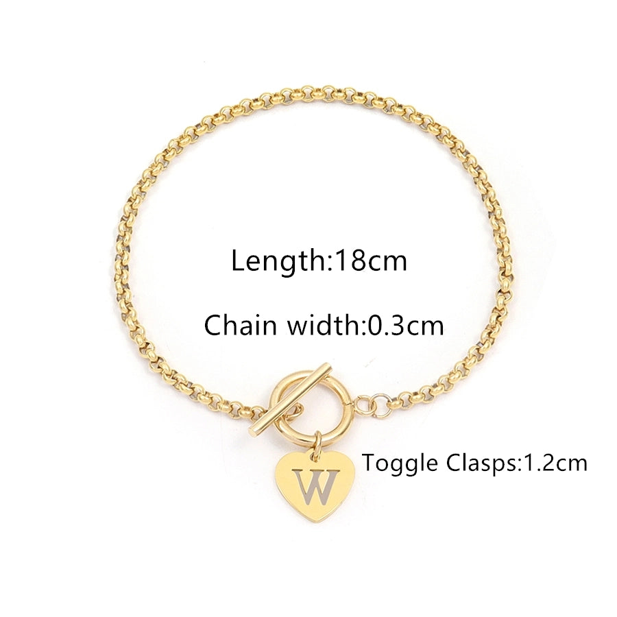 Elegant Simple Style Classic Style Letter 201 Stainless Steel 304 Stainless Steel Bracelets In Bulk