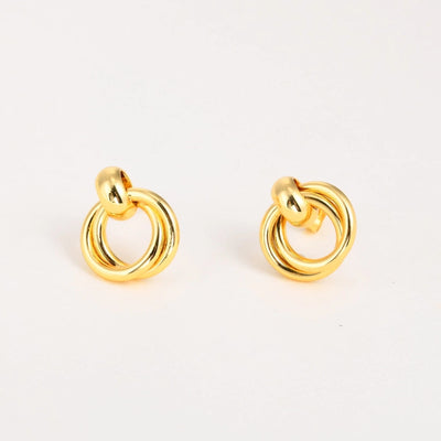 1 Pair Simple Style Double Ring Copper 18K Gold Plated Drop Earrings