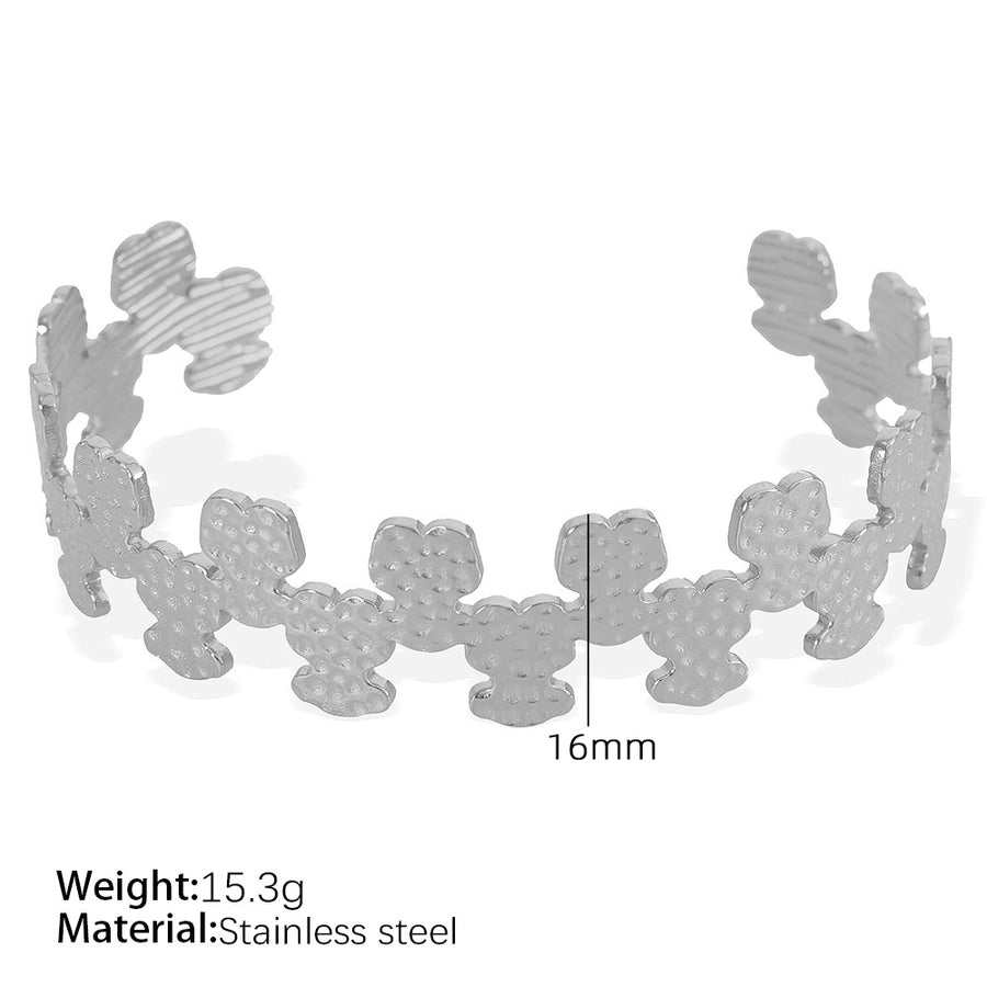 Simple Style Leaves Solid Color Flower Titanium Steel 18K Gold Plated Bangle In Bulk