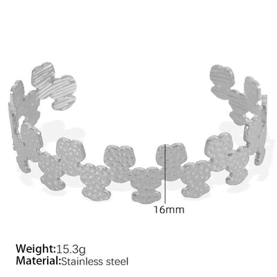 Simple Style Leaves Solid Color Flower Titanium Steel 18K Gold Plated Bangle In Bulk