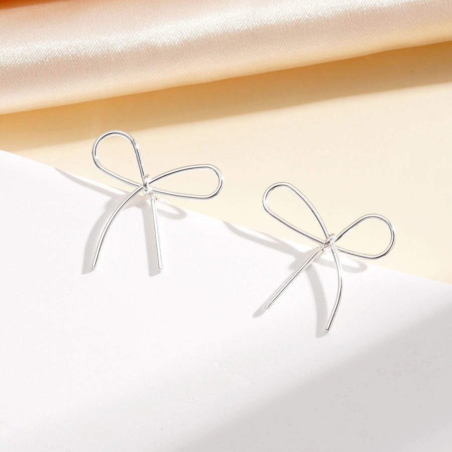Women's bowknot earrings  lightweight  simple butterfly fashion elegant simple line ear studs earrings