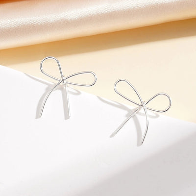 Women's bowknot earrings  lightweight  simple butterfly fashion elegant simple line ear studs earrings
