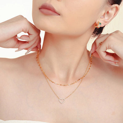 Jewelry Elegant Luxurious Vacation Heart Shape Titanium Steel 18K Gold Plated Plating Jewelry Set