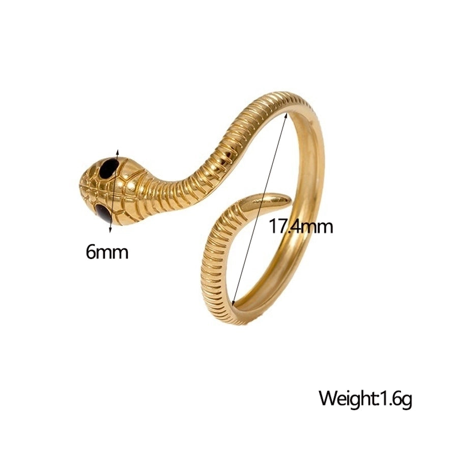 Jewelry Modern Style Simple Style Cool Style Snake 304 Stainless Steel 18K Gold Plated Enamel Stainless Steel Rings