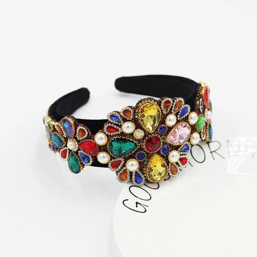 baroque style headband color rhinestone gem geometric prom catwalk hair ornament