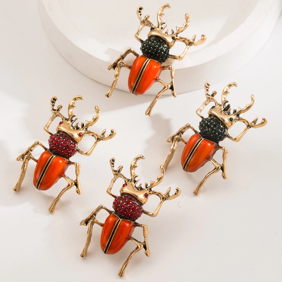 Dignified Sense of Design Alloy Dripping Oil Diamond Insect Stud Earrings Vintage Personal Influencer Beetle Earrings
