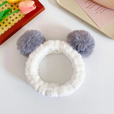 cute geometric flannel pom poms hair band