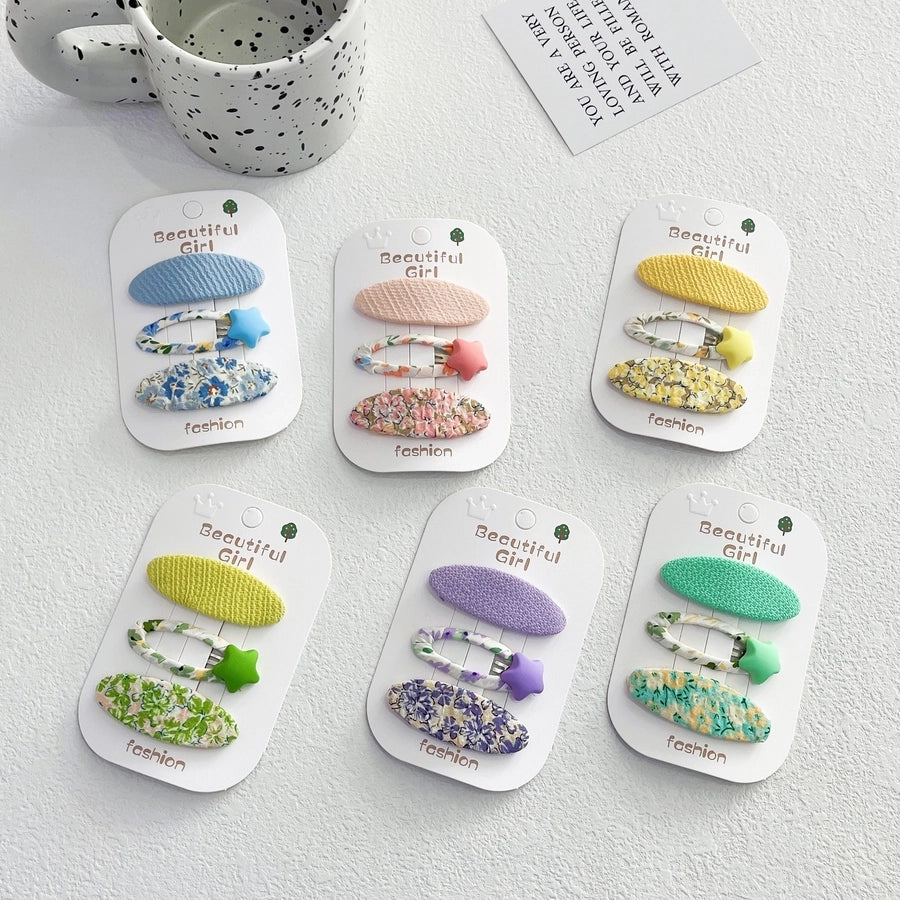 Korean Style Fabric Plaid Baby Girl's Baby Clip Girl's Sweet Suit Side Bangs Clip Children's Star Floral Hair Clip