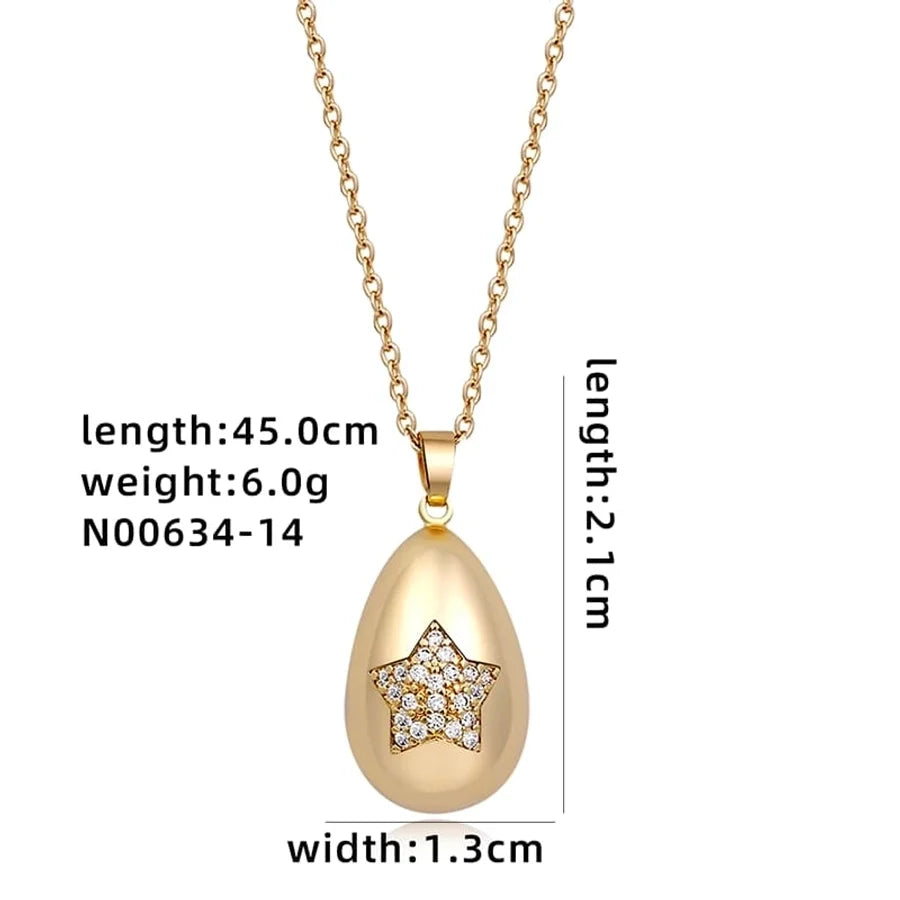 Jewelry Cute Simple Style Star Heart Shape Lines 304 Stainless Steel Copper Zircon K Gold Plated Rhodium Plated Plating Inlay Pendant Necklace