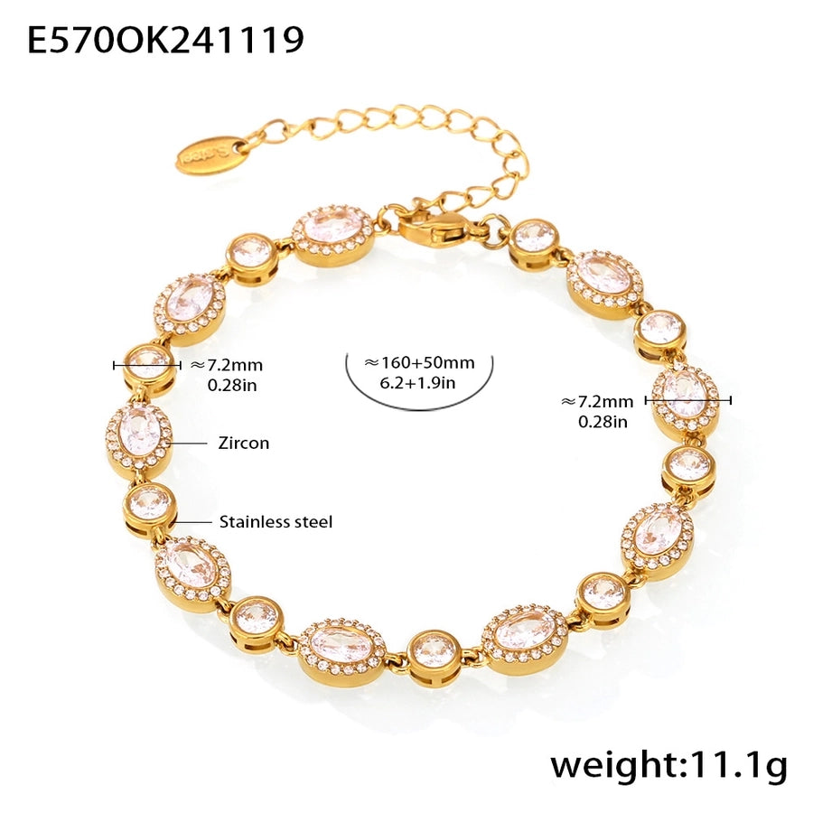 Elegant Luxurious Geometric 304 Stainless Steel 18K Gold Plated Zircon  Bracelets In Bulk