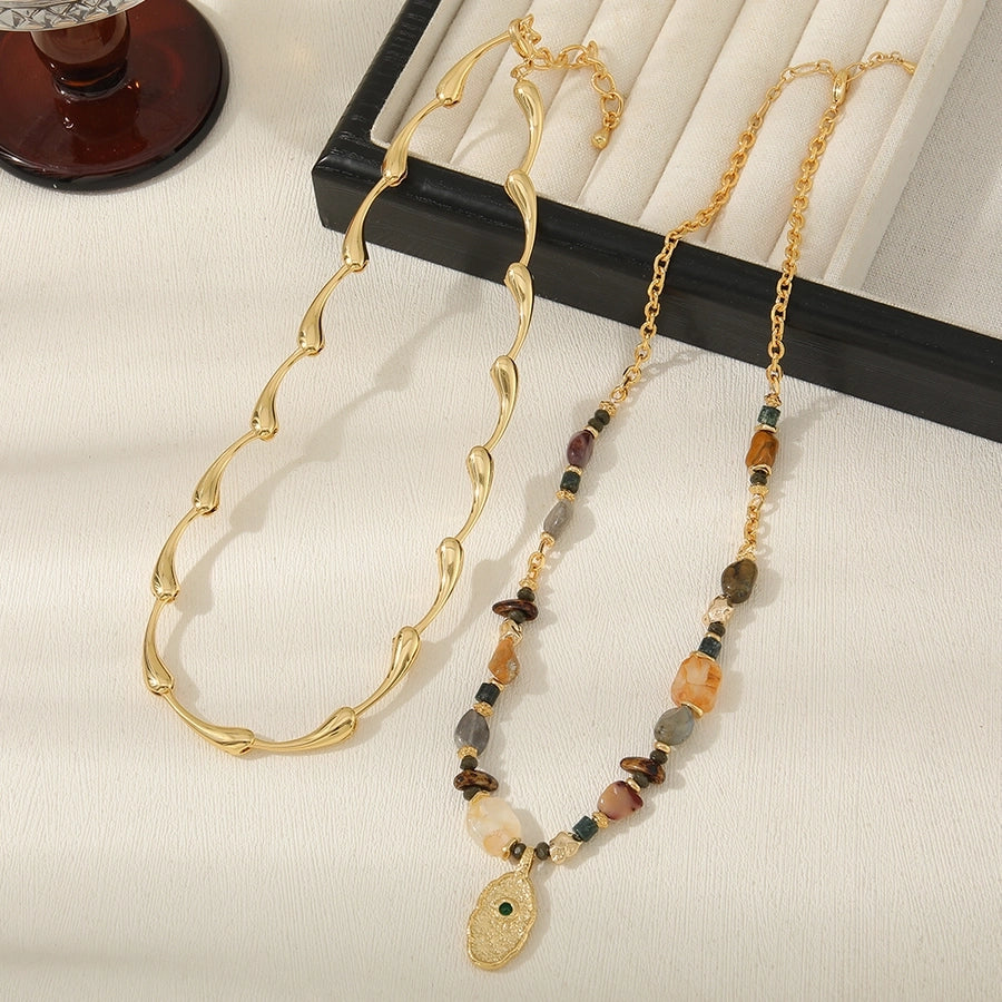 Casual Cute Commute Irregular natural stone Copper  Necklace In Bulk