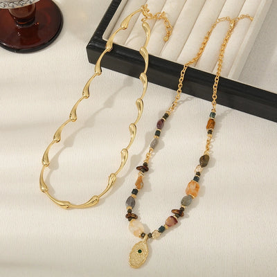 Casual Cute Commute Irregular natural stone Copper  Necklace In Bulk