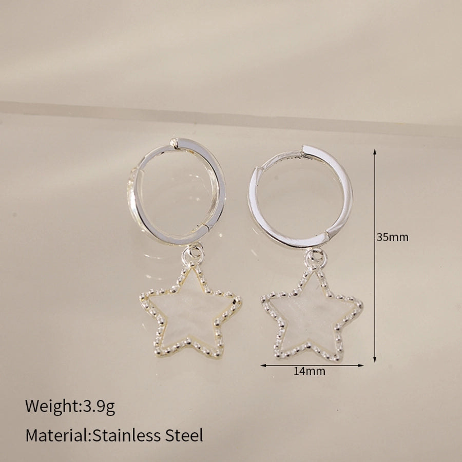 1 Pair Elegant Simple Style Classic Style Star Inlay 304 Stainless Steel Shell Drop Earrings