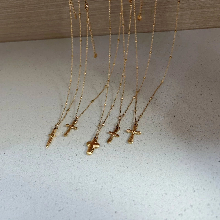 Jewelry Modern Style Classic Style Cross 304 Stainless Steel Plating Pendant Necklace