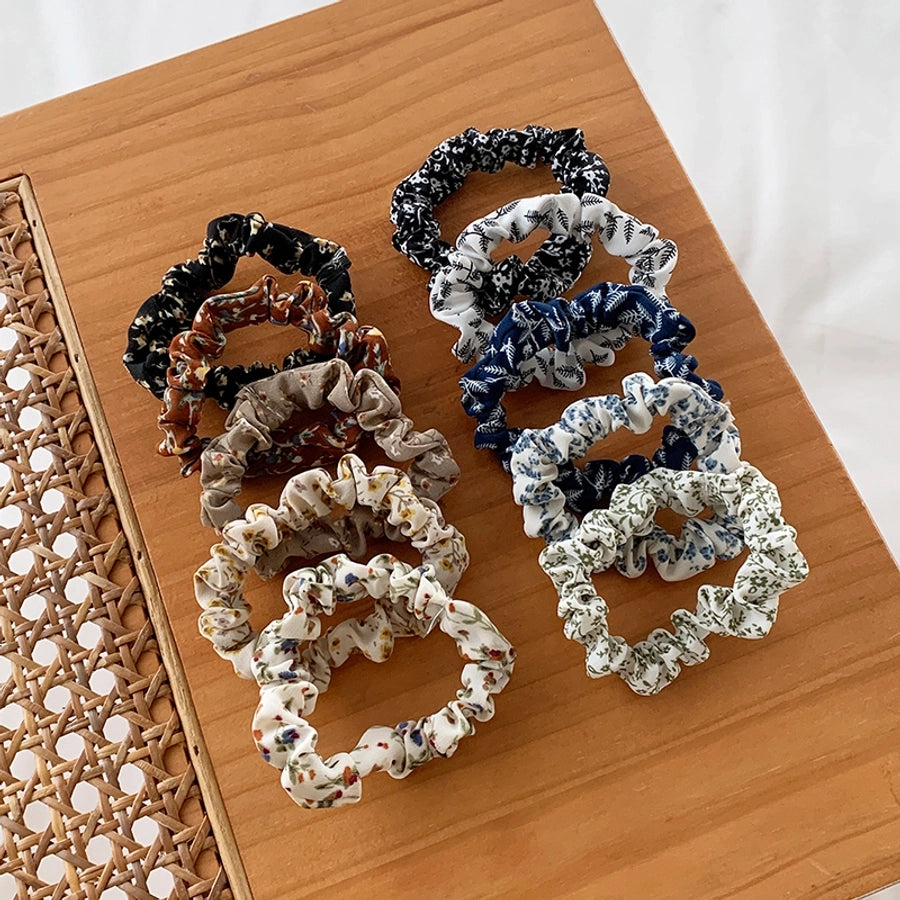 Women's Casual Simple Style Ditsy Floral Cloth scarf Hair Tie