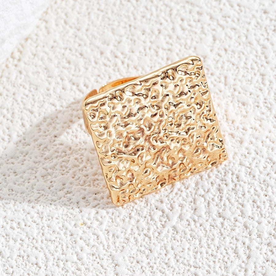 Exaggerated Square Alloy Plating Gold Plated Women's Open Rings