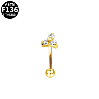 1 Piece Eyebrow Studs Casual Classic Style Oversized Sunflower Pure Titanium Titanium Alloy Zircon 14K Gold Plated White Gold Plated Eyebrow Studs