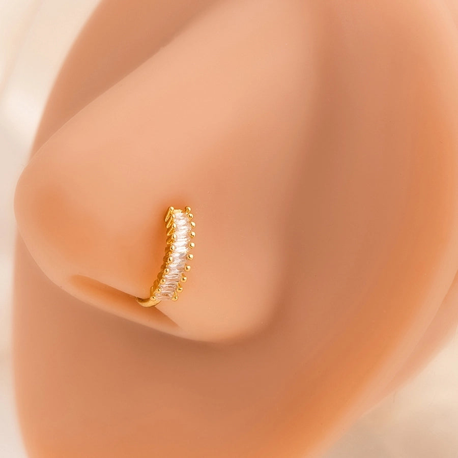 1 Piece Nose Rings & Studs Simple Style Geometric Heart Shape Alloy Plating Inlay Rhinestones Nose Rings & Studs
