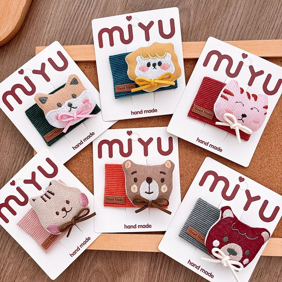 Girl'S Cartoon Style Cute Animal Cloth Hair Clip