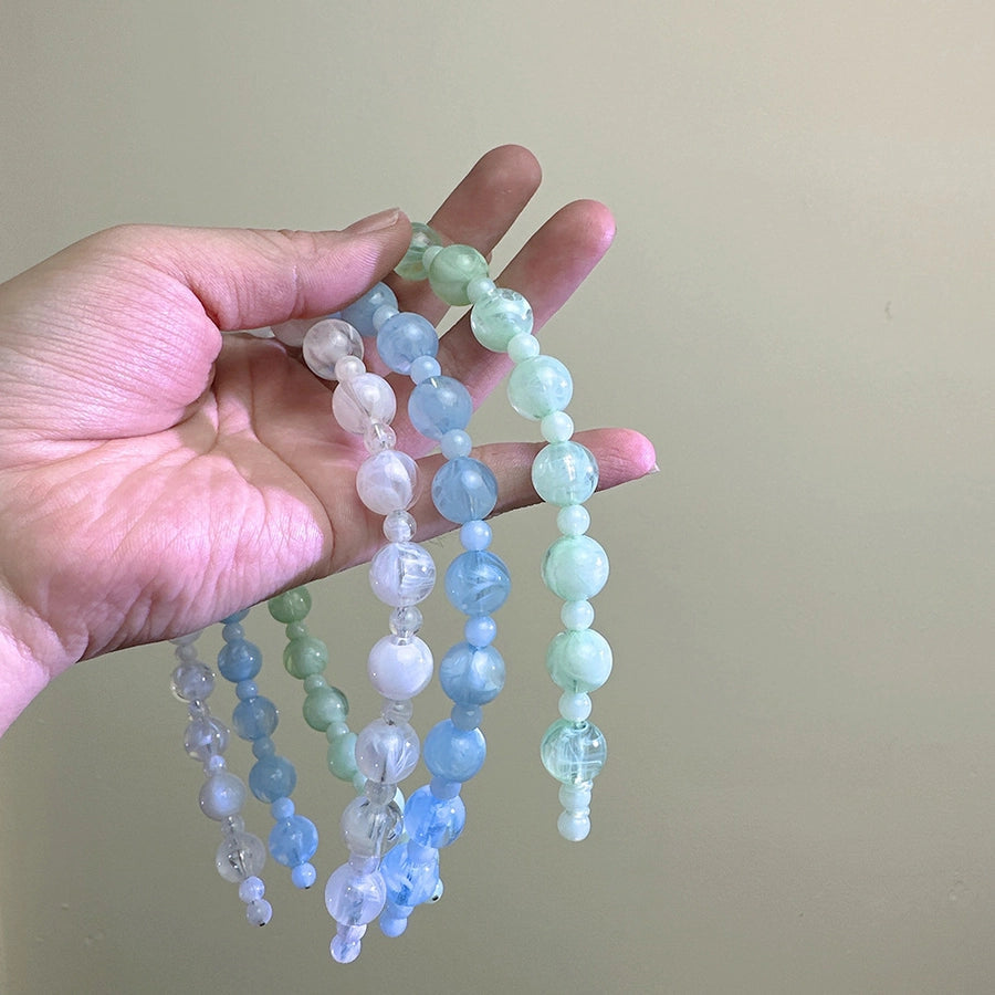 Listen to Bamboo Yin ~ New Chinese Ice Penetrating Green Imitation Jade Beaded Hair Hoop Female Advanced Sense Niche Design Hair Card Head Hoop