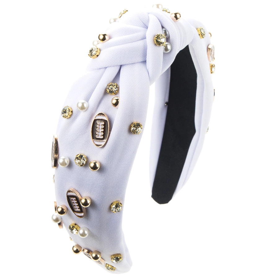 Women's Casual Baroque Style Rugby Knot Alloy Cloth Inlay Rhinestones Pearl Hair Band