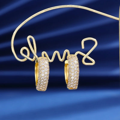 1 Pair Elegant Retro Luxurious V Shape Copper Zircon Imitation Gold  Earrings